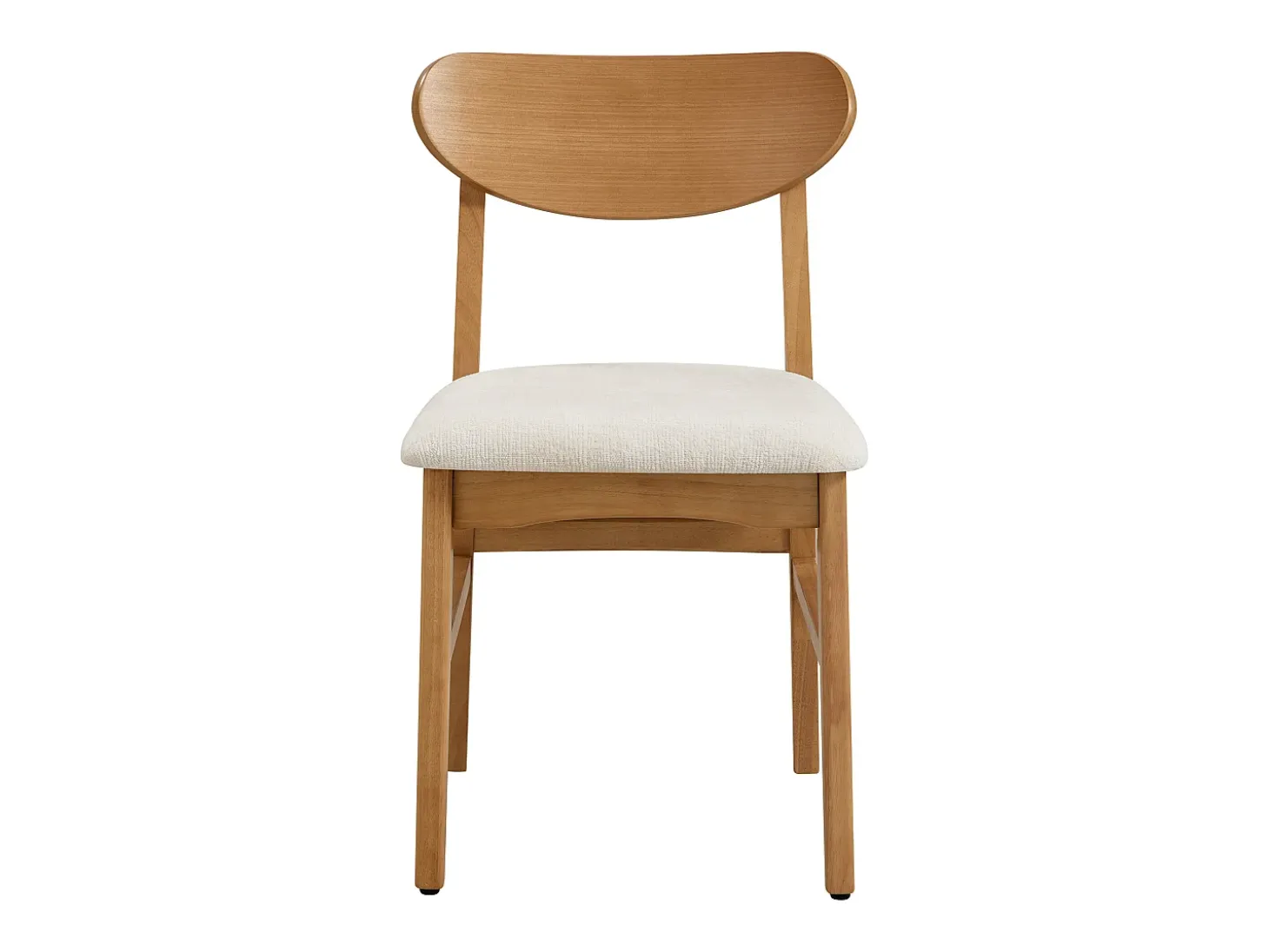 Conjunto de 2 sillas en tela texturizada y madera de hevea natural - Crema - LERANIA