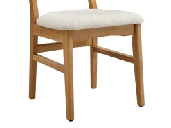 Conjunto de 2 sillas en tela texturizada y madera de hevea natural - Crema - LERANIA