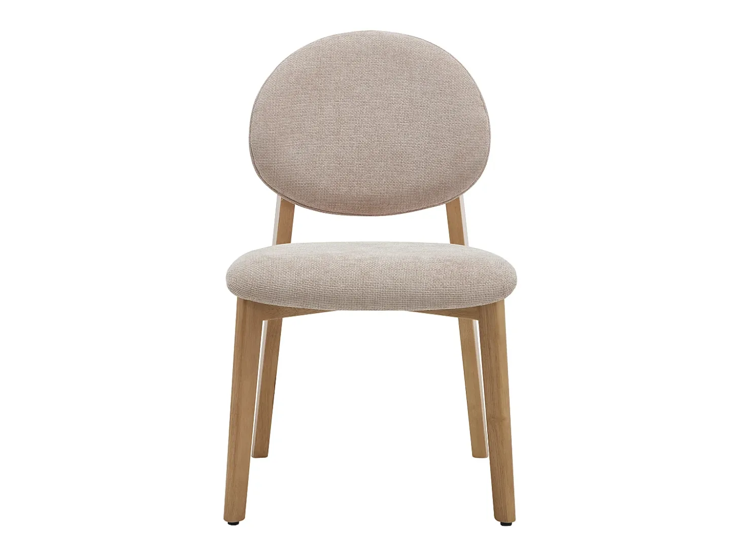 Conjunto de 6 sillas en tela texturizada y madera clara de hevea natural - Beige - MARLENI