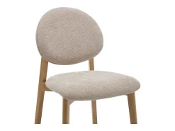 Conjunto de 6 sillas en tela texturizada y madera clara de hevea natural - Beige - MARLENI