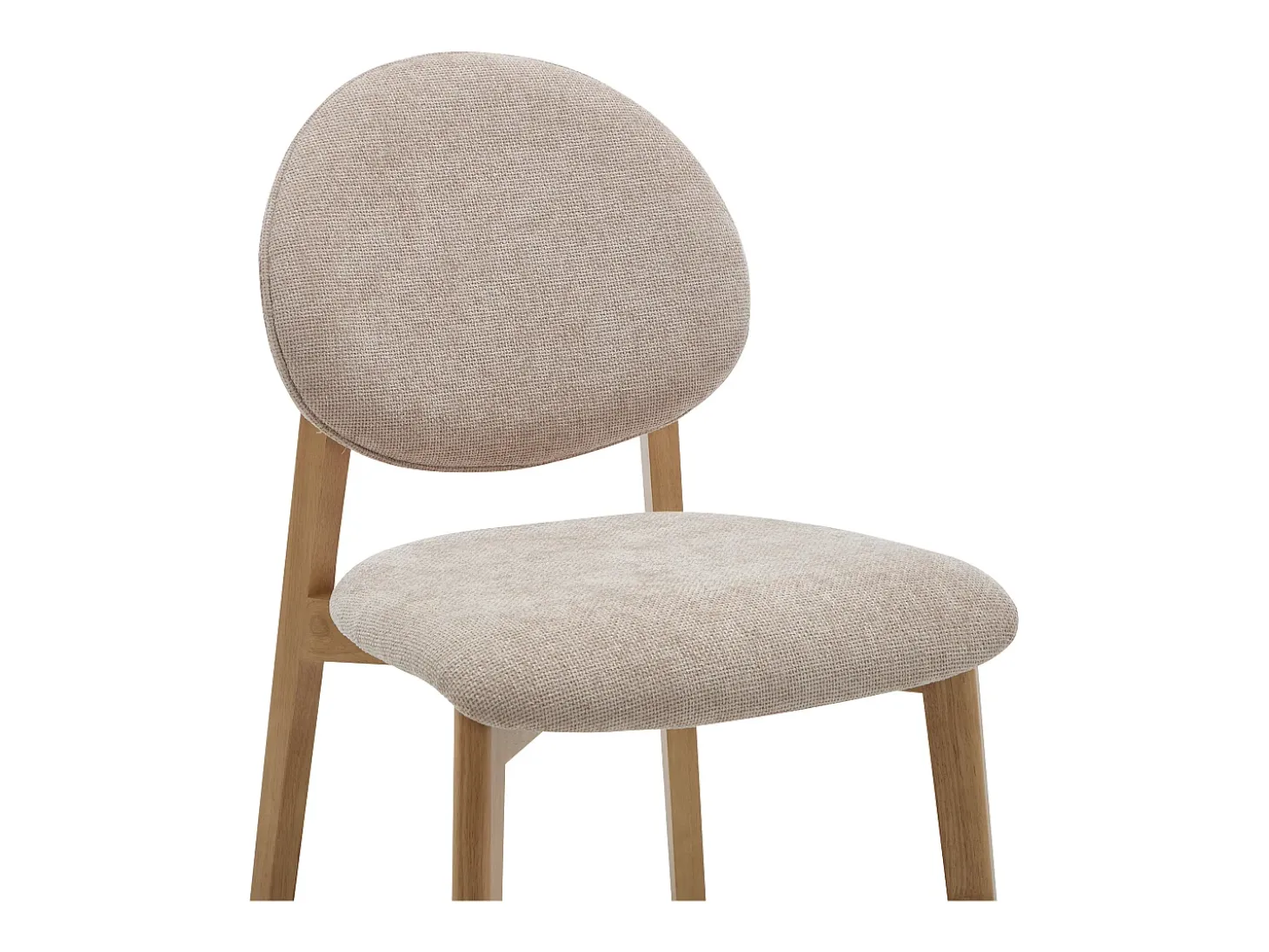 Conjunto de 6 sillas en tela texturizada y madera clara de hevea natural - Beige - MARLENI