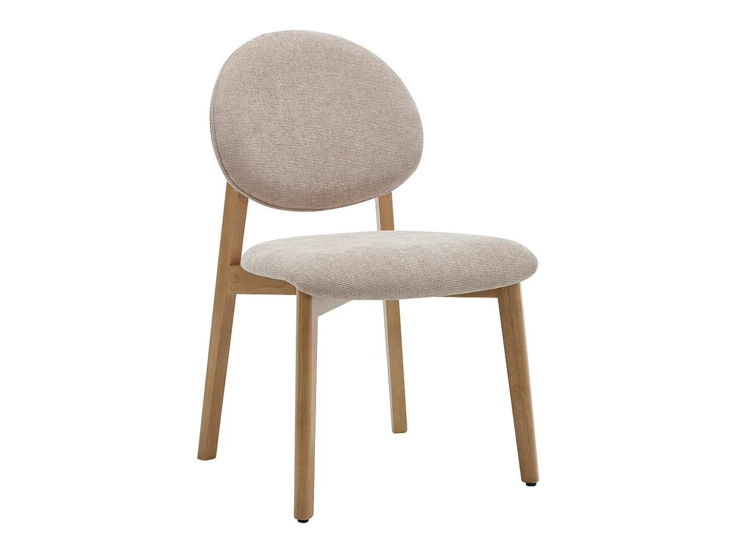 Conjunto de 6 sillas en tela texturizada y madera clara de hevea natural - Beige - MARLENI