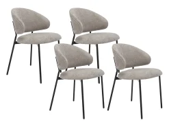 Conjunto de 4 sillas en tejido texturizado y metal negro - Taupe - VOSINIA