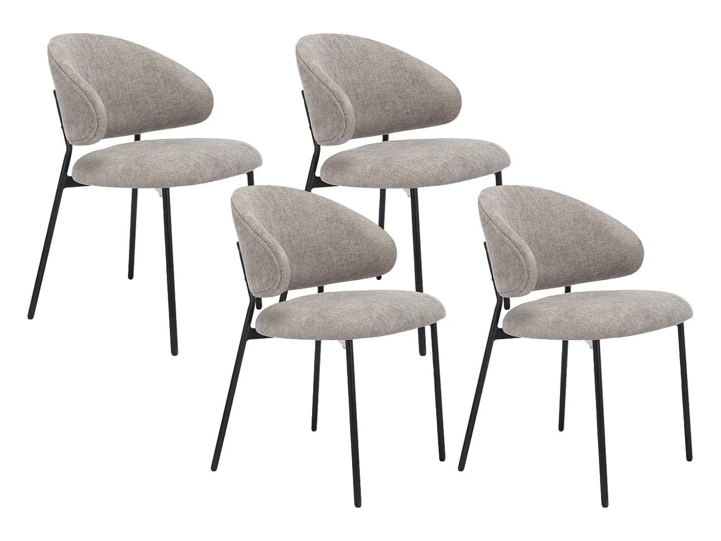 Conjunto de 4 sillas en tejido texturizado y metal negro - Taupe - VOSINIA