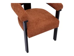 Conjunto de 6 sillas en tela bouclé y madera de hévea - Terracota y negro - LIVELIA