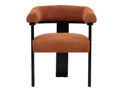 Conjunto de 6 sillas en tela bouclé y madera de hévea - Terracota y negro - LIVELIA