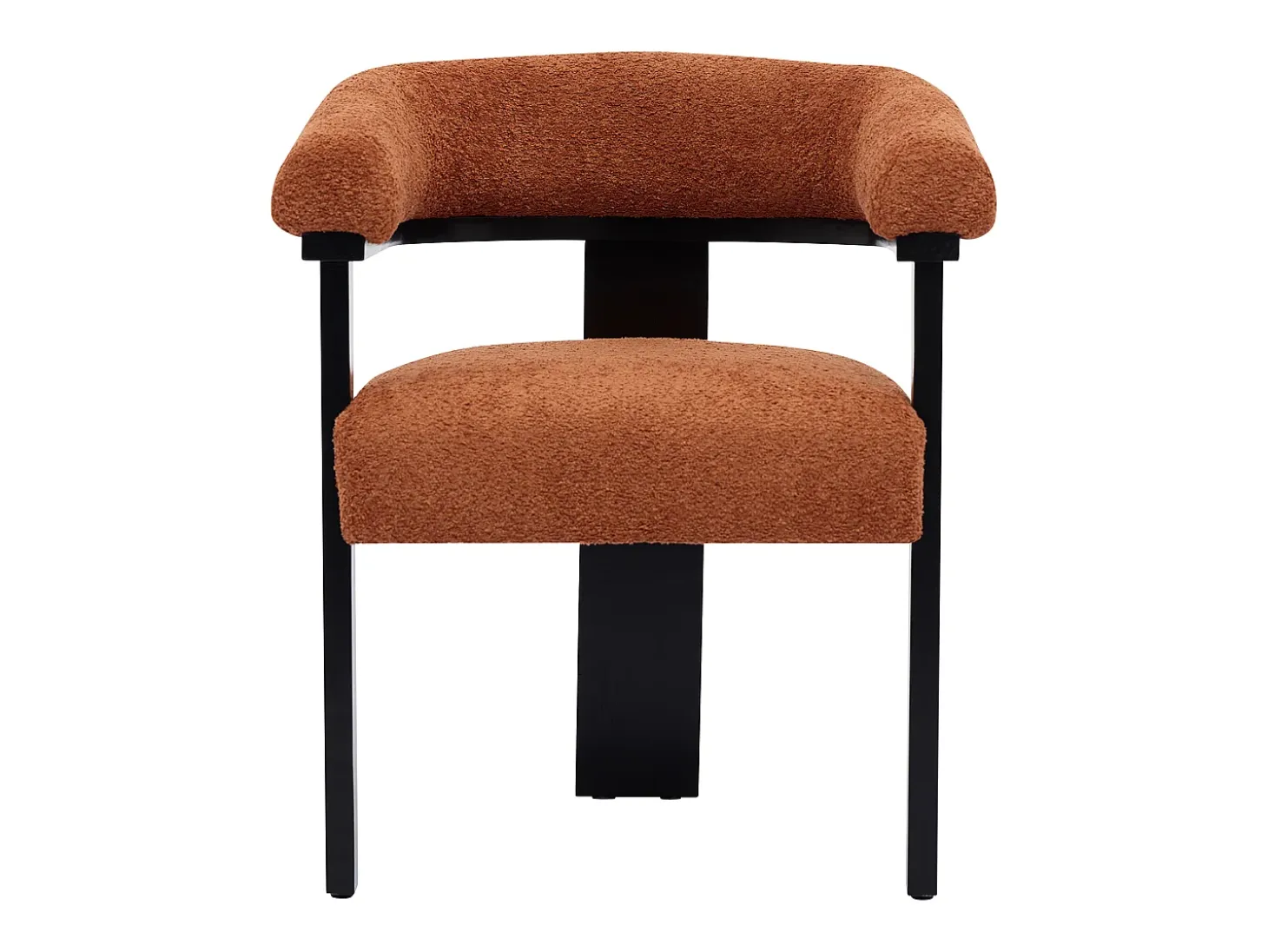 Conjunto de 6 sillas en tela bouclé y madera de hévea - Terracota y negro - LIVELIA