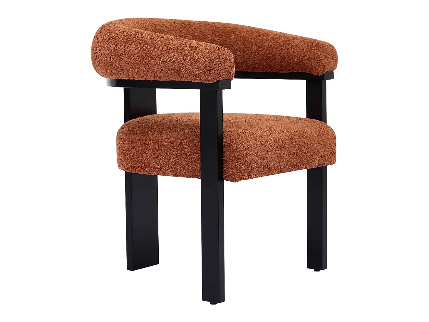 Conjunto de 6 sillas en tela bouclé y madera de hévea - Terracota y negro - LIVELIA