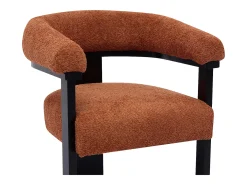Conjunto de 6 sillas en tela bouclé y madera de hévea - Terracota y negro - LIVELIA