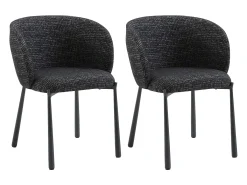 Conjunto de 2 sillas en tela tweed y metal - Negro - SIJOLA