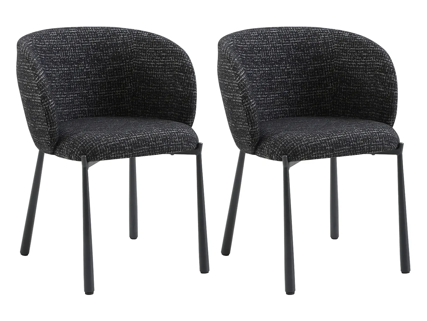 Conjunto de 2 sillas en tela tweed y metal - Negro - SIJOLA