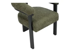 Conjunto de 2 sillas en tela bouclé y madera de hevea - Verde caqui y negro - LIVELIA
