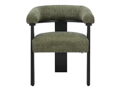 Conjunto de 2 sillas en tela bouclé y madera de hevea - Verde caqui y negro - LIVELIA