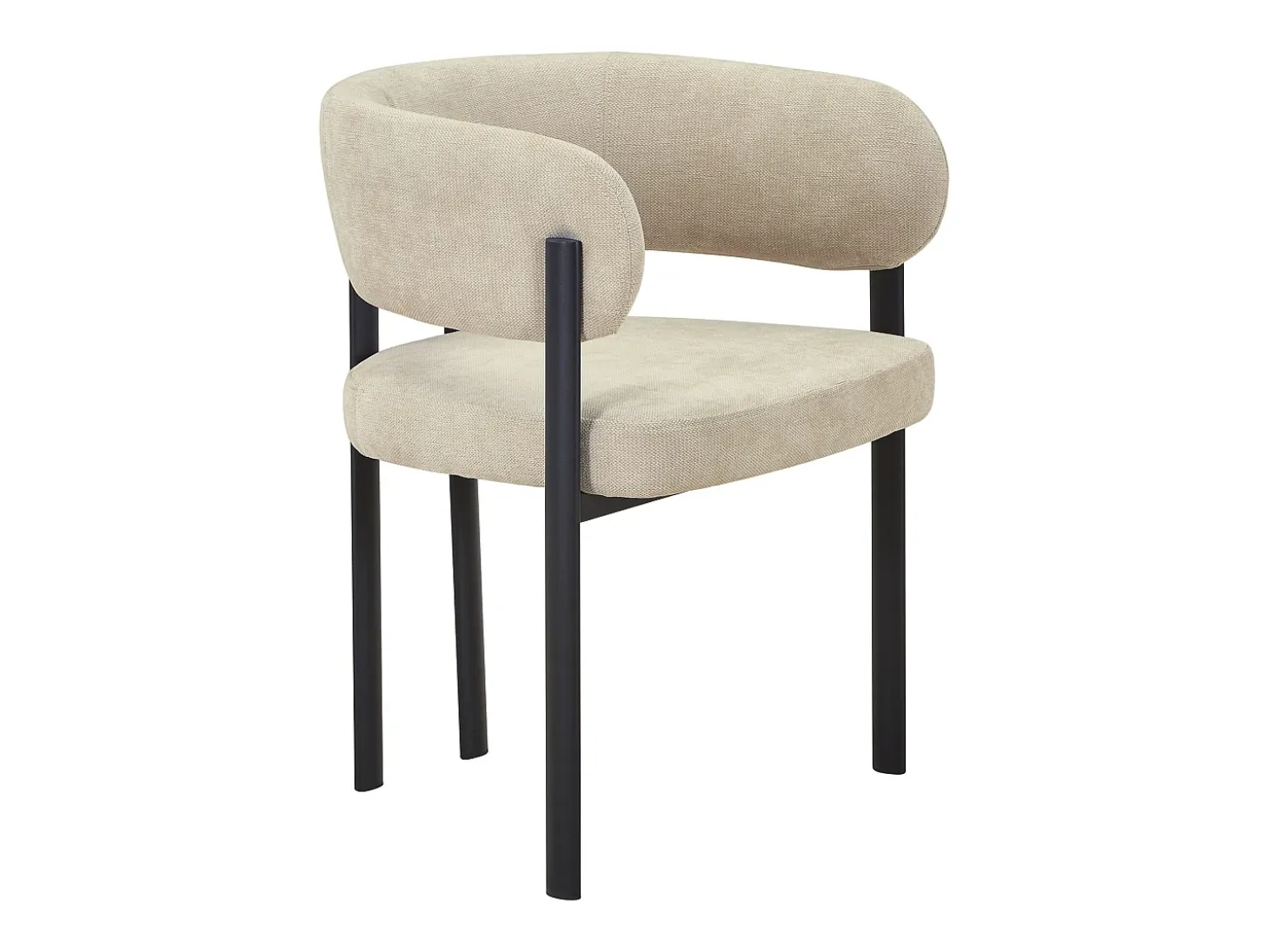 Conjunto de 6 sillas en tela y metal negro - Beige - CIBARO