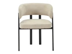 Conjunto de 6 sillas en tela y metal negro - Beige - CIBARO