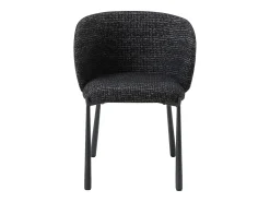 Conjunto de 6 sillas en tela tweed y metal - Negro - SIJOLA