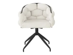 Conjunto de 2 sillas giratorias en terciopelo beige con estructura de metal negro.