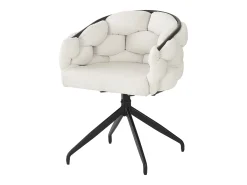 Conjunto de 2 sillas giratorias en terciopelo beige con estructura de metal negro.