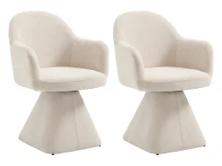 Conjunto de 2 sillas giratorias con reposabrazos de tela - Beige - VALYRA