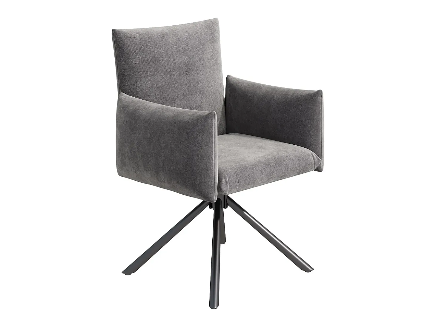 Conjunto de 4 sillas giratorias en terciopelo gris - Patas de metal - Para salón, dormitorio, oficina