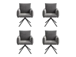 Conjunto de 4 sillas giratorias en terciopelo gris - Patas de metal - Para salón, dormitorio, oficina