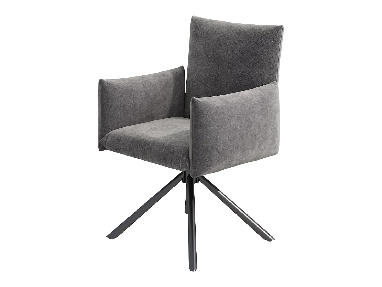 Conjunto de 4 sillas giratorias en terciopelo gris - Patas de metal - Para salón, dormitorio, oficina