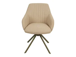 Conjunto de 6 sillas giratorias con reposabrazos en tela texturizada y metal bronce - Beige - TIVONA