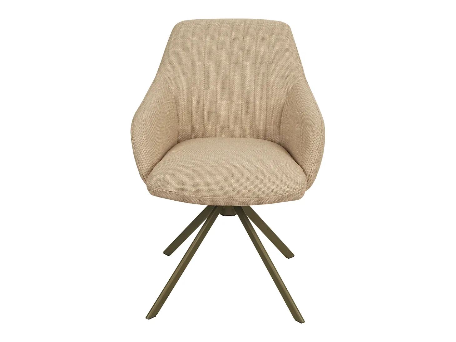 Conjunto de 6 sillas giratorias con reposabrazos en tela texturizada y metal bronce - Beige - TIVONA