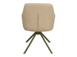 Conjunto de 6 sillas giratorias con reposabrazos en tela texturizada y metal bronce - Beige - TIVONA
