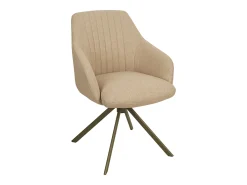 Conjunto de 6 sillas giratorias con reposabrazos en tela texturizada y metal bronce - Beige - TIVONA