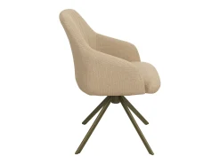 Conjunto de 6 sillas giratorias con reposabrazos en tela texturizada y metal bronce - Beige - TIVONA