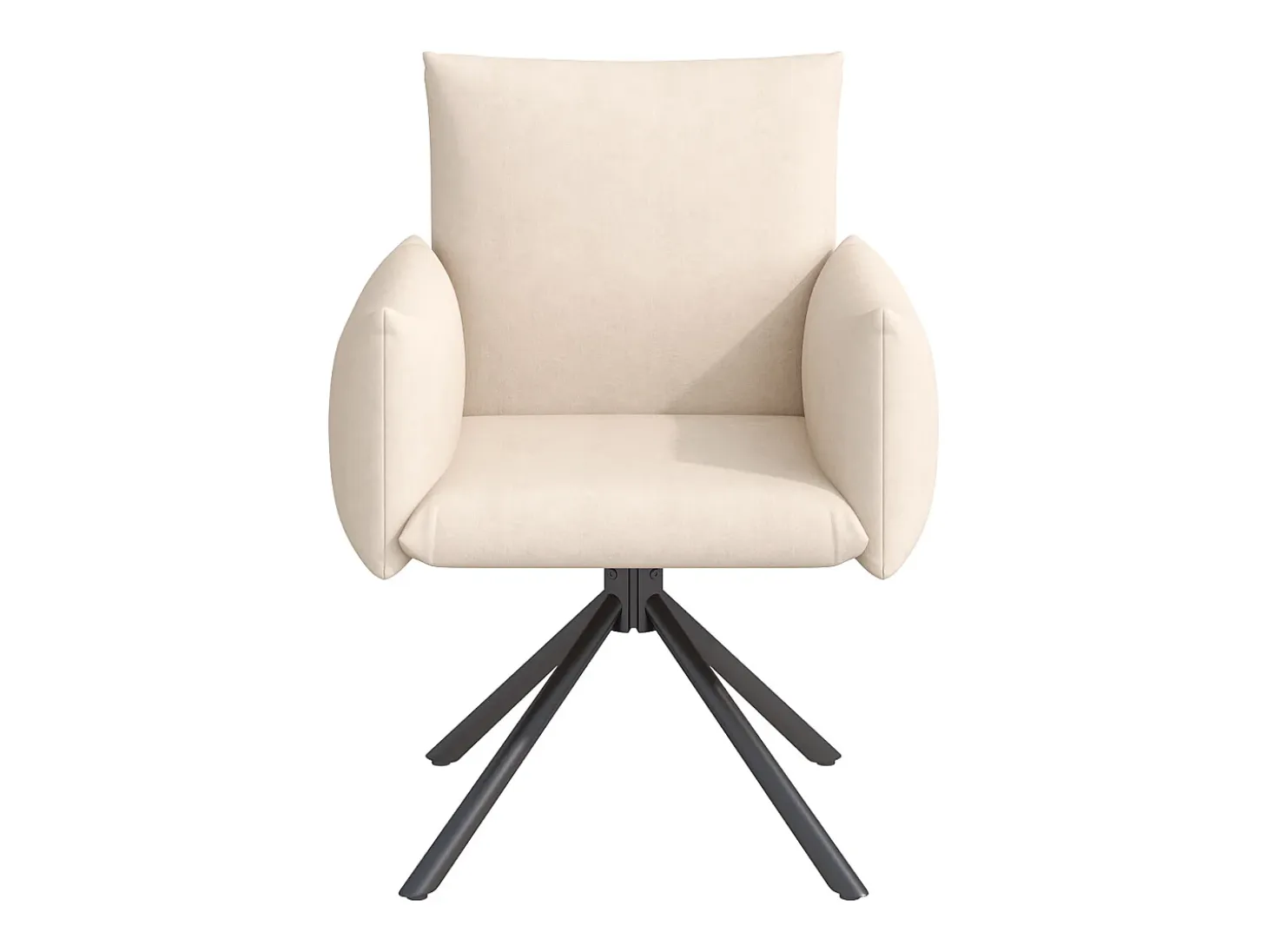 Conjunto de 6 sillas giratorias en terciopelo beige - Patas de metal - Para salón, dormitorio, oficina