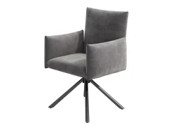 Conjunto de 6 sillas giratorias en terciopelo gris - Patas de metal - Para salón, dormitorio, oficina