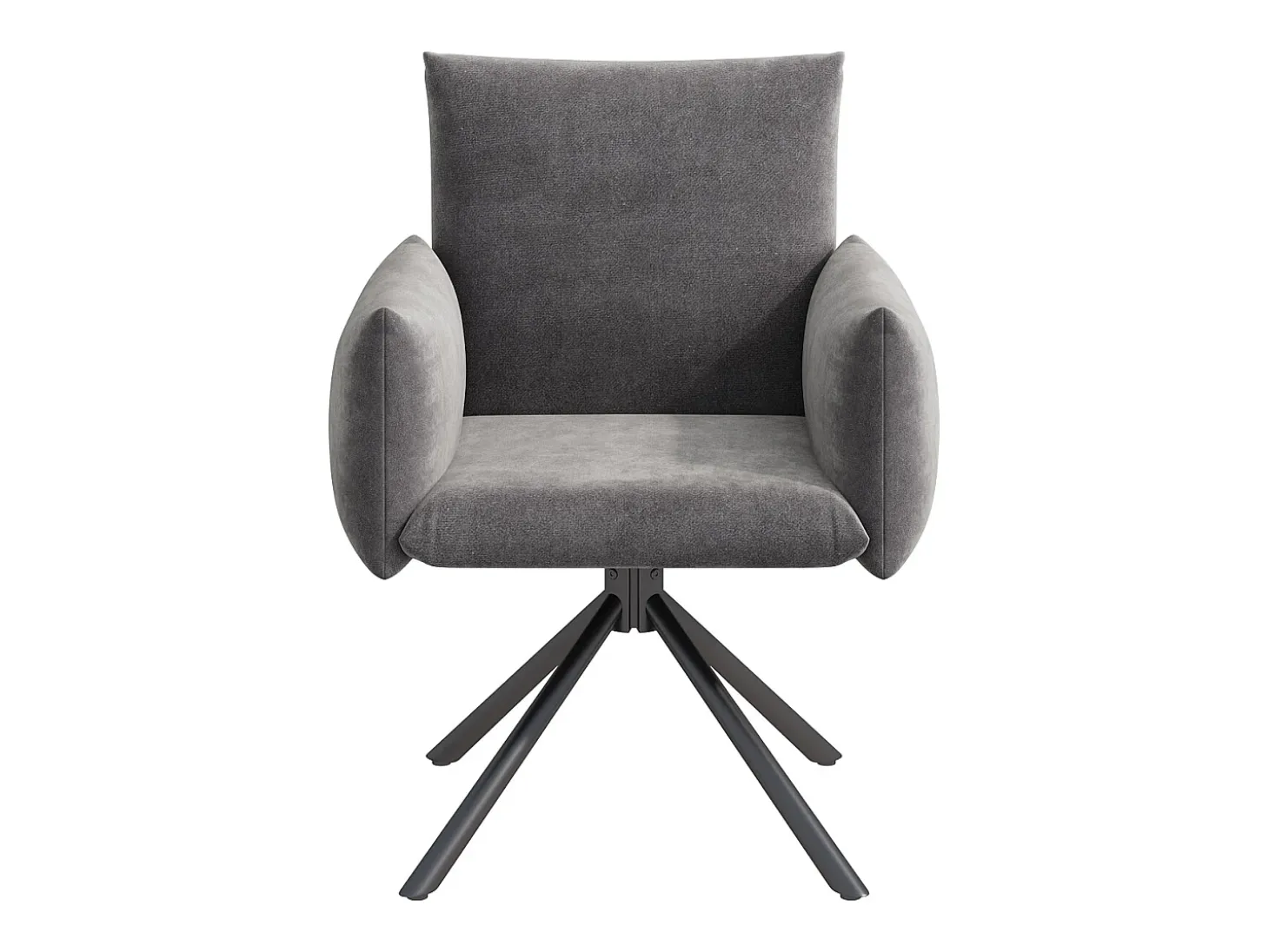 Conjunto de 6 sillas giratorias en terciopelo gris - Patas de metal - Para salón, dormitorio, oficina