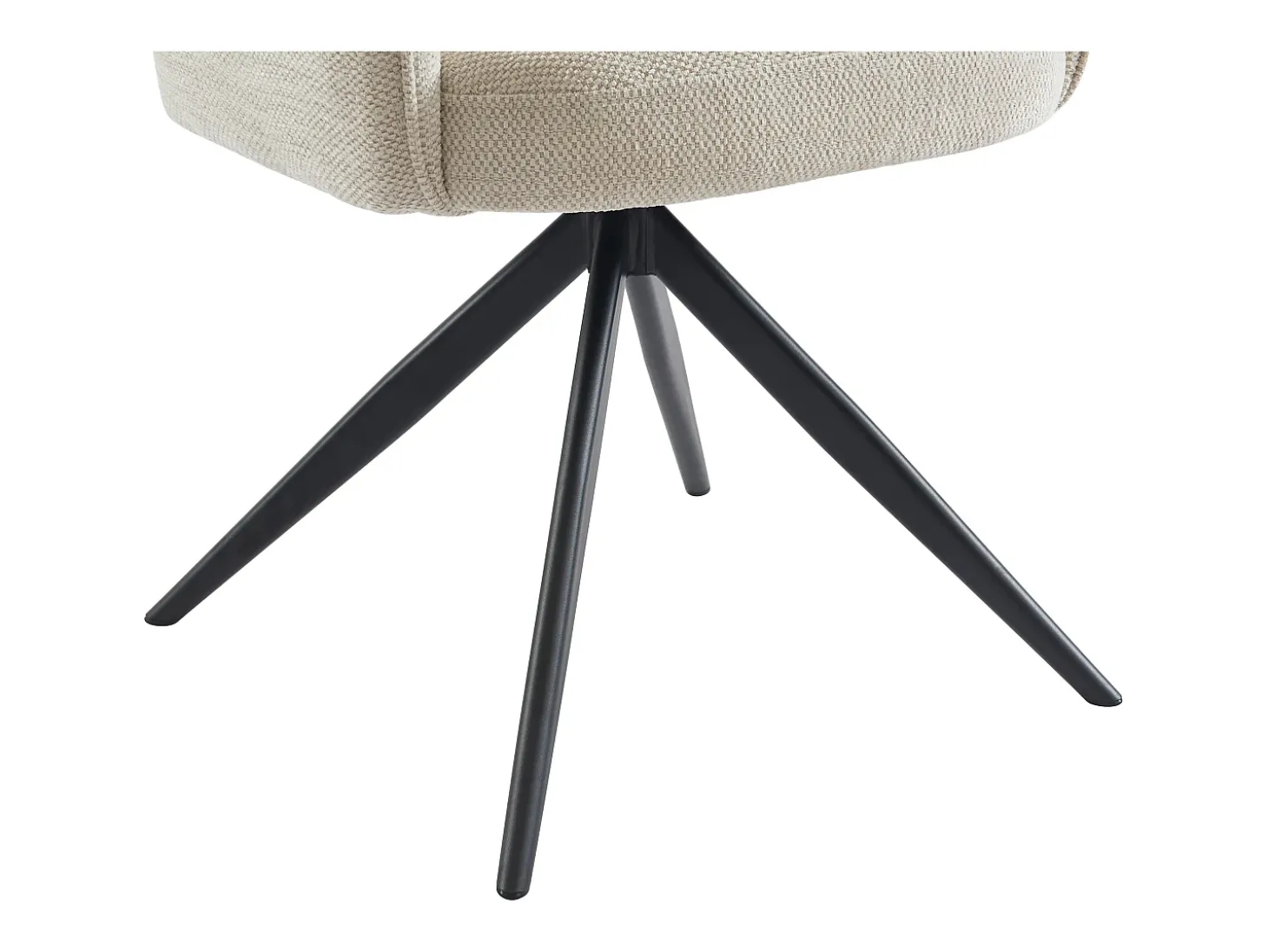 Conjunto de 6 sillas giratorias con reposabrazos en tela y metal negro - Crema - LEJINA