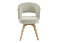 Conjunto de 2 sillas giratorias en tejido y madera de roble - Crema - GUSTAVY