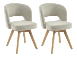 Conjunto de 2 sillas giratorias en tejido y madera de roble - Crema - GUSTAVY