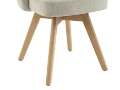 Conjunto de 2 sillas giratorias en tejido y madera de roble - Crema - GUSTAVY