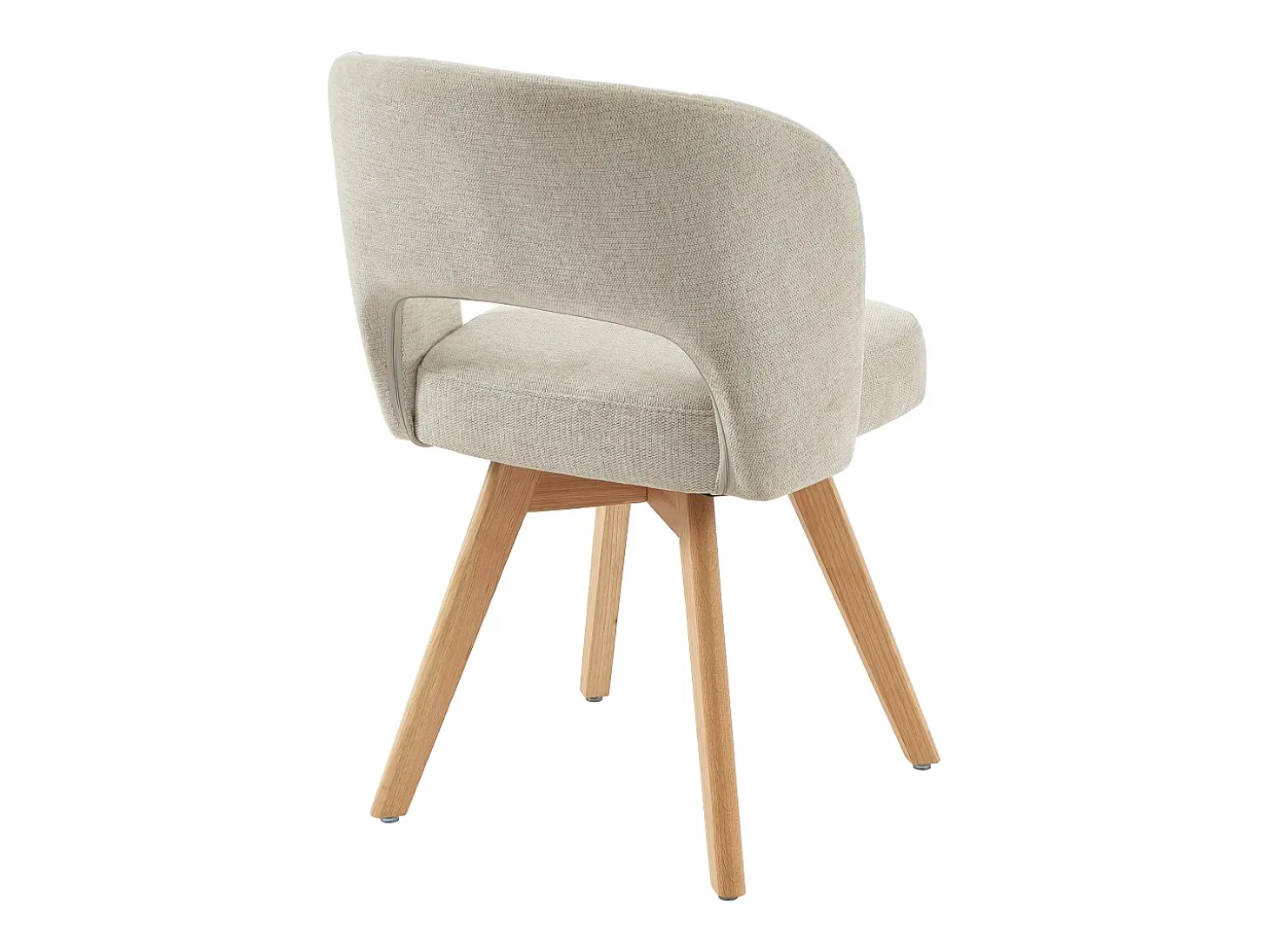 Conjunto de 2 sillas giratorias en tejido y madera de roble - Crema - GUSTAVY