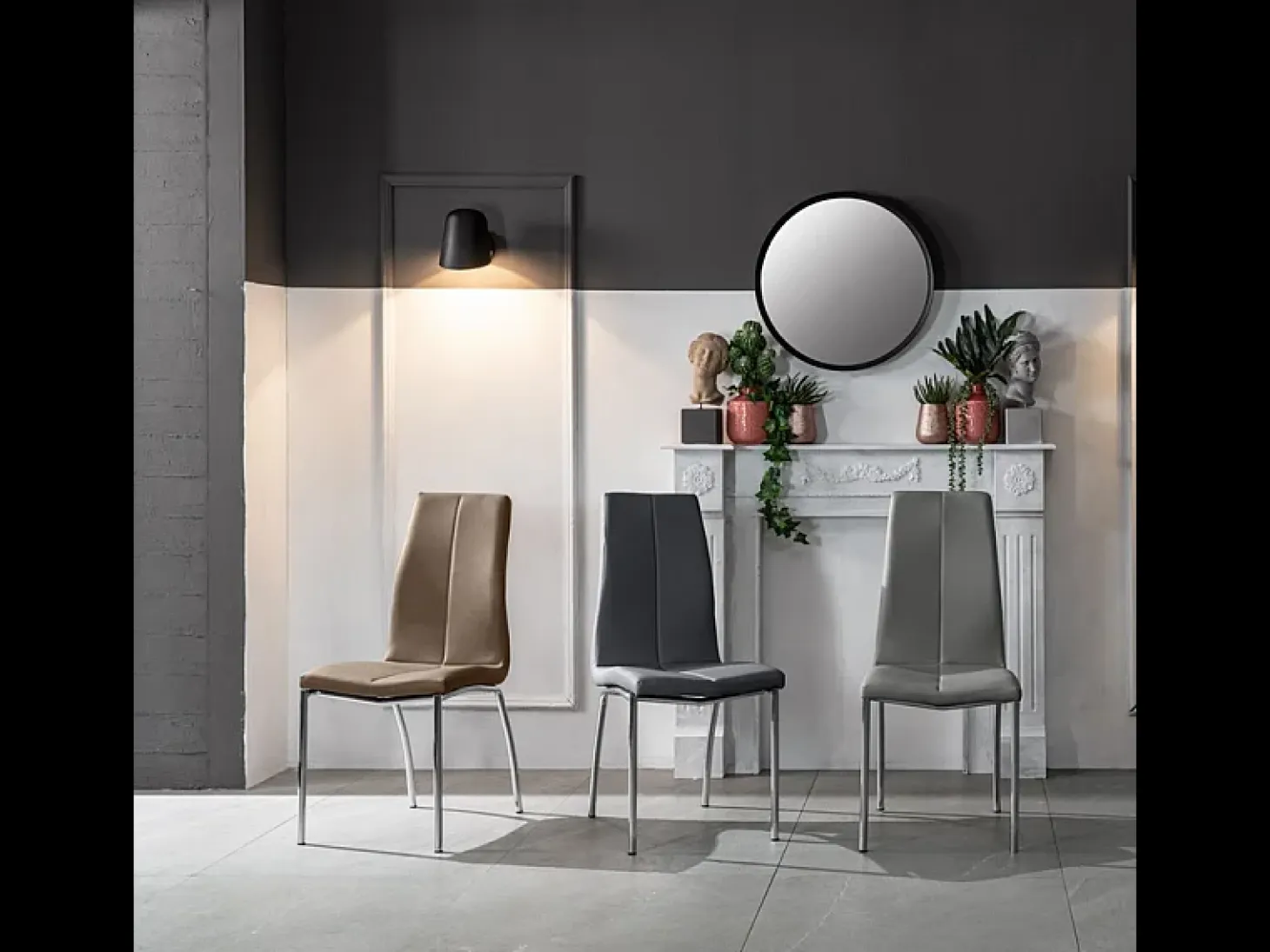 Conjunto de 4 sillas imbottite en marrón similar "Pilea" modernas con patas de metal cm 44x43 92h