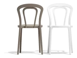 Conjunto de 2 sillas modernas "Caffè" gris paloma de polipropileno apilables para exterior e interior cm 53x53 83h