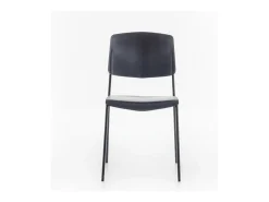 Conjunto de 4 sillas modernas apilables "Giada" de polipropileno gris con patas de metal pintado