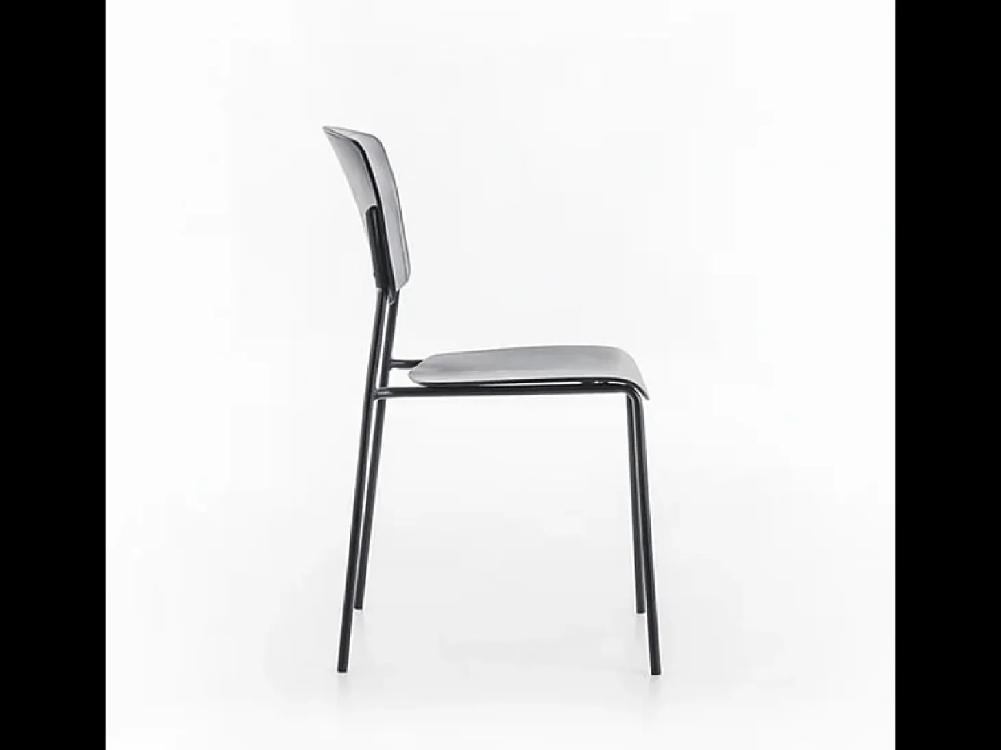 Conjunto de 4 sillas modernas apilables "Giada" de polipropileno gris con patas de metal pintado
