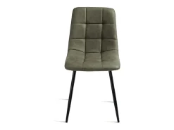 Conjunto de 4 sillas modernas color verde oliva "Siviglia" estructura de metal pintado asiento efecto ecopiel suave al tacto