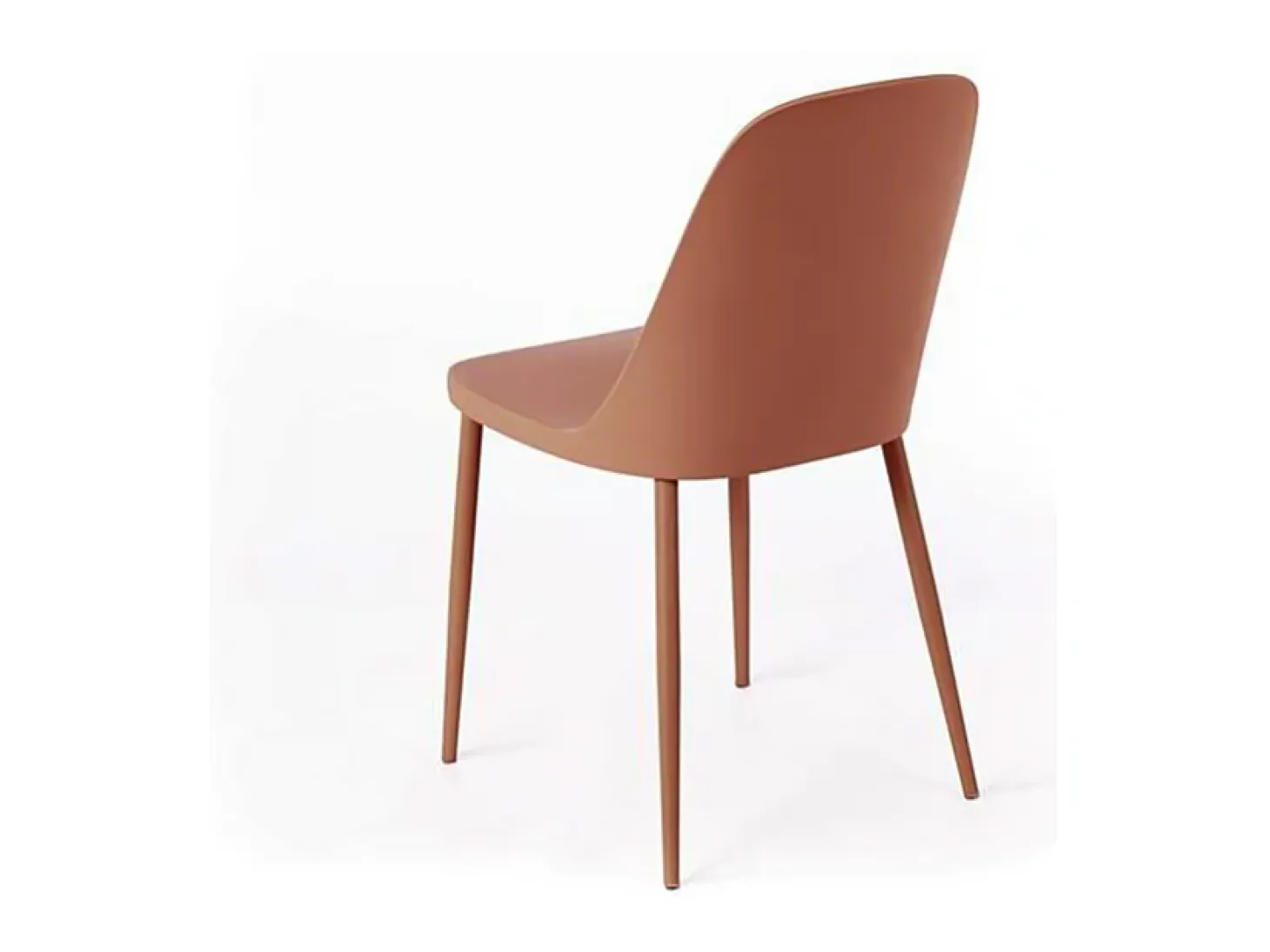 Conjunto de 4 sillas modernas "Paola" de polipropileno color óxido con patas de metal pintado