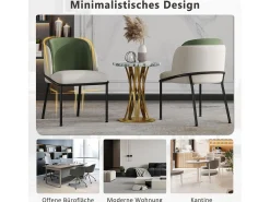 Conjunto de 6 sillas modernas con patas en ángulo - 55 x 55 x 85 cm - patas negras - metal + madera - beige + verde