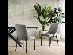 Conjunto de 4 sillas modernas "Venere" en tejido fácil de limpiar, funcionales para salón, 58,5 x 48,5 x 89 cm.