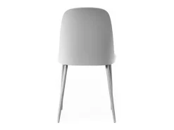 Conjunto de 4 sillas modernas "Paola" en polipropileno gris claro con patas de metal pintado.