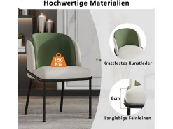 Conjunto de 2 sillas modernas con patas en ángulo - 55 x 55 x 85 cm - patas negras - metal + madera - beige + verde