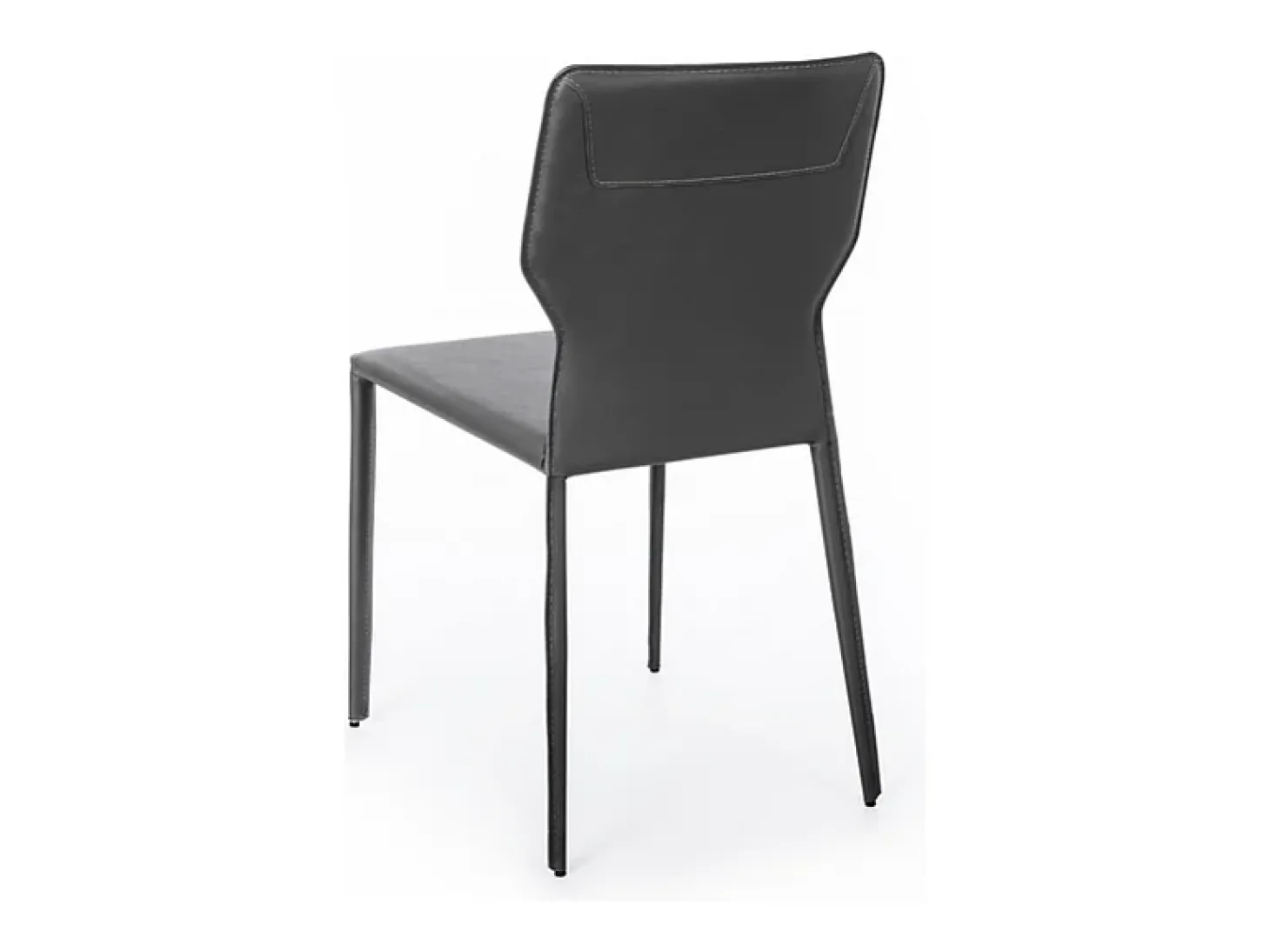 Conjunto de 2 sillas modernas "Quito" de piel sintética gris oscuro con patas de metal, 44 x 56 cm, 86,5 h.